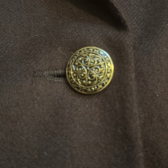 1990’s Requirements sz.12 chocolate brown lined 100% wool double breasted blazer - Picture 2 of 10